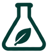 Darrk green beaker with a leaf representing pesticide free hemp