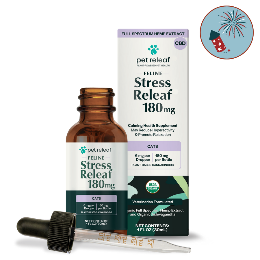 USDA Organic Feline Stress Releaf 180mg Calming CBD Oil For Cats
