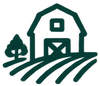 Dark green farm in a field to represent US family owned hemp farms
